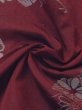 Photo11: M0907L Antique Japanese women  Dark Red HAORI short jacket / Silk. Peony, Fringed pink pattern  (Grade C) (11)