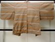 Photo2: M0907O Vintage Japanese women   Beige HAORI short jacket / Silk. Stripes   (Grade C) (2)