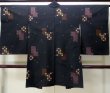 Photo2: M0907P Antique Japanese women   Black HAORI short jacket / Silk. Quadrangle,   (Grade D) (2)