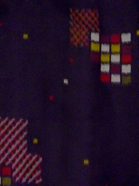 Photo3: M0907P Antique Japanese women   Black HAORI short jacket / Silk. Quadrangle,   (Grade D) (3)