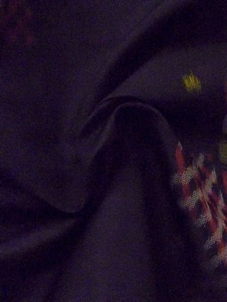 Photo10: M0907P Antique Japanese women   Black HAORI short jacket / Silk. Quadrangle,   (Grade D) (10)