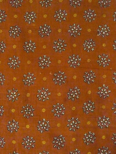 Photo3: M0907Q Antique Japanese women Dark Vivid Orange HAORI short jacket / Silk. Flower,   (Grade C) (3)