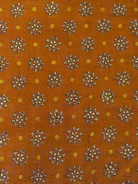 Photo4: M0907Q Antique Japanese women Dark Vivid Orange HAORI short jacket / Silk. Flower,   (Grade C) (4)