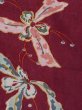 Photo5: M0907R Antique Japanese women  Dark Red HAORI short jacket / Silk. Flower, There is an impression from use.  (Grade D) (5)