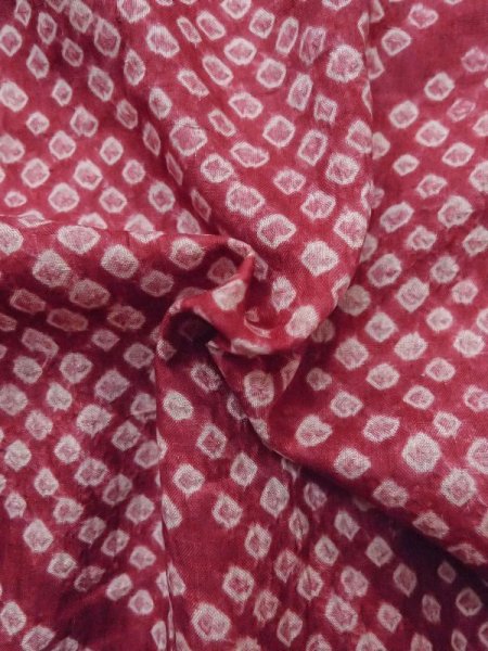 Photo12: M0907T Antique Japanese women Vivid Purplish Pink HAORI short jacket / Silk. Lozenges,   (Grade D) (12)