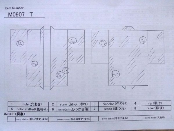 Photo14: M0907T Antique Japanese women Vivid Purplish Pink HAORI short jacket / Silk. Lozenges,   (Grade D) (14)