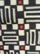 Photo6: M0907U Antique Japanese women   Black HAORI short jacket / Silk. Geometrical pattern,   (Grade C) (6)