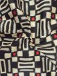 Photo11: M0907U Antique Japanese women   Black HAORI short jacket / Silk. Geometrical pattern,   (Grade C) (11)