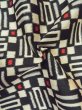 Photo12: M0907U Antique Japanese women   Black HAORI short jacket / Silk. Geometrical pattern,   (Grade C) (12)