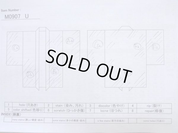 Photo13: M0907U Antique Japanese women   Black HAORI short jacket / Silk. Geometrical pattern,   (Grade C) (13)