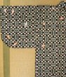 Photo20: M0907U Antique Japanese women   Black HAORI short jacket / Silk. Geometrical pattern,   (Grade C) (20)