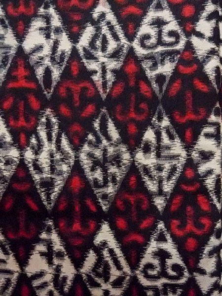 Photo4: M0907V Antique Japanese women   White HAORI short jacket / Silk. Lozenges,   (Grade B) (4)