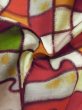 Photo14: M0907W Antique Japanese women  Vivid Multi Color HAORI short jacket / Silk. Abstract pattern   (Grade C) (14)