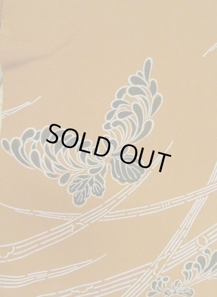 Photo6: M0908A Vintage Japanese women  Dark Green HAORI short jacket / Silk. Chrysanthemum,   (Grade B) (6)