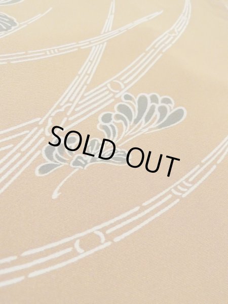 Photo9: M0908A Vintage Japanese women  Dark Green HAORI short jacket / Silk. Chrysanthemum,   (Grade B) (9)