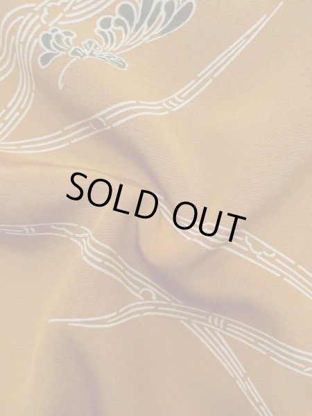 Photo12: M0908A Vintage Japanese women  Dark Green HAORI short jacket / Silk. Chrysanthemum,   (Grade B) (12)