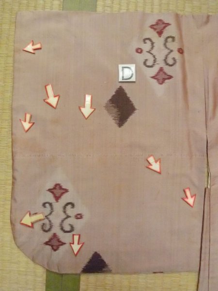 Photo18: M0908B Antique Japanese women  Pale Pink HAORI short jacket / Silk. Lozenges,   (Grade C) (18)