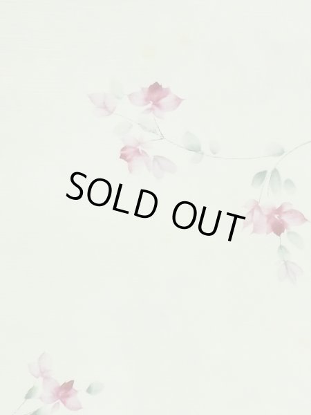 Photo5: M0908C Vintage Japanese women  Pale Yellowish Green HAORI short jacket / Synthetic. Flower,   (Grade C) (5)