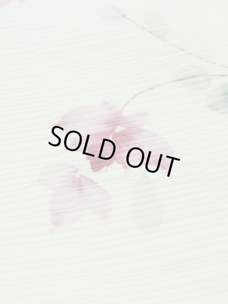 Photo9: M0908C Vintage Japanese women  Pale Yellowish Green HAORI short jacket / Synthetic. Flower,   (Grade C) (9)