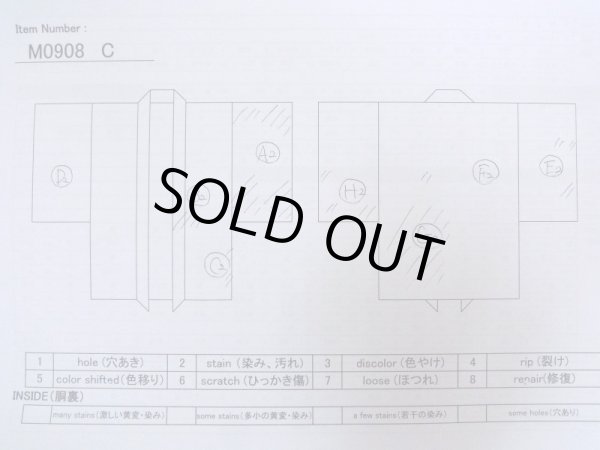 Photo14: M0908C Vintage Japanese women  Pale Yellowish Green HAORI short jacket / Synthetic. Flower,   (Grade C) (14)