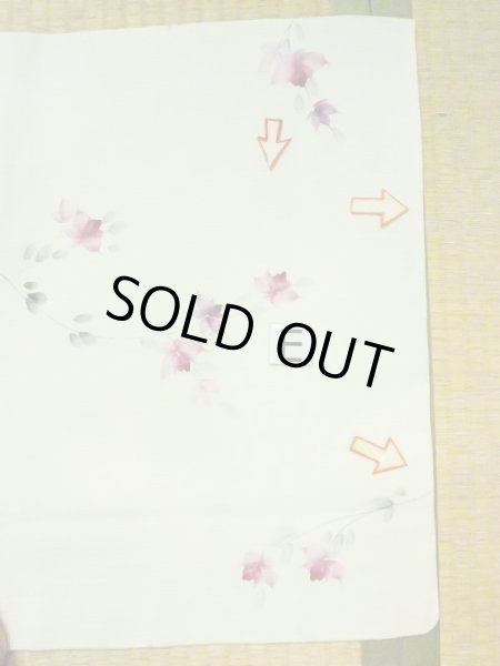 Photo19: M0908C Vintage Japanese women  Pale Yellowish Green HAORI short jacket / Synthetic. Flower,   (Grade C) (19)