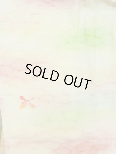 Photo4: M0908D Vintage Japanese women  Pale Pink HAORI short jacket / Synthetic. Abstract pattern   (Grade D) (4)
