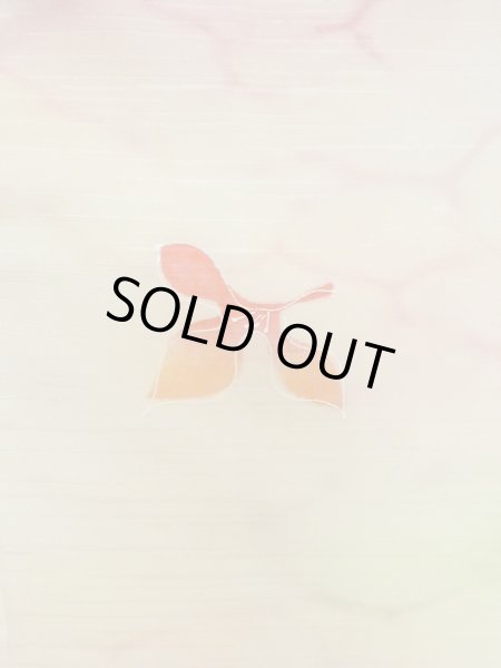 Photo6: M0908D Vintage Japanese women  Pale Pink HAORI short jacket / Synthetic. Abstract pattern   (Grade D) (6)