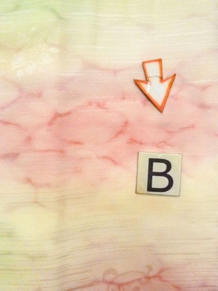 Photo16: M0908D Vintage Japanese women  Pale Pink HAORI short jacket / Synthetic. Abstract pattern   (Grade D) (16)