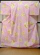 Photo1: M0914A Vintage Japanese women   Pink YUKATA summer(made in Other than Japan) / Cotton. Flower,   (Grade C) (1)