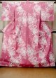 Photo1: M0914B Used Japanese women   Pink YUKATA summer(made in Other than Japan) / Cotton. SAKURA cherry blossom   (Grade D) (1)