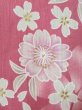 Photo6: M0914B Used Japanese women   Pink YUKATA summer(made in Other than Japan) / Cotton. SAKURA cherry blossom   (Grade D) (6)