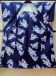 Photo2: M0914C Vintage Japanese women  Vivid Blue YUKATA summer(made in Japan) / Cotton. Butterfly   (Grade C) (2)