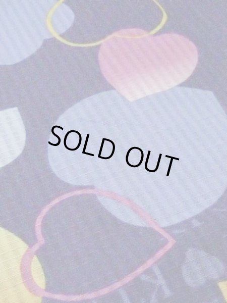 Photo10: M0914D Used Japanese women   Navy Blue YUKATA summer(made in Other than Japan) / Cotton.  Heart, Hello Kitty pattern  (Grade C) (10)