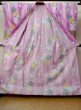 Photo2: M0914E Used Japanese women   Pink YUKATA summer(made in Other than Japan) / Cotton. Flower, Hibiscus pattern  (Grade C) (2)