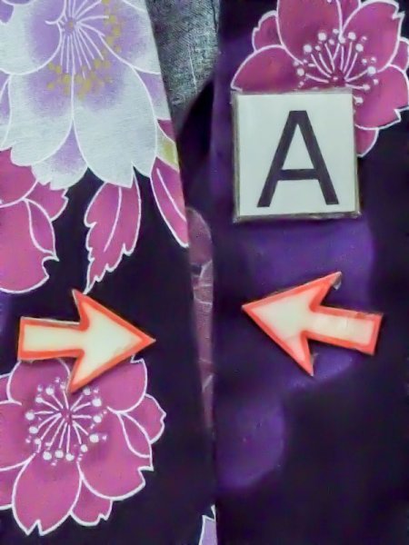 Photo14: M0914F Used Japanese women   Black YUKATA summer(made in Other than Japan) / Cotton. SAKURA cherry blossom   (Grade C) (14)