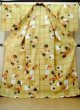 Photo2: M0914G Used Japanese women   Yellow YUKATA summer(made in Other than Japan) / Cotton. Flower,   (Grade D) (2)