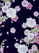 Photo3: M0914H Used Japanese women   Black YUKATA summer(made in Other than Japan) / Cotton. SAKURA cherry blossom   (Grade A) (3)