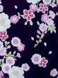 Photo4: M0914H Used Japanese women   Black YUKATA summer(made in Other than Japan) / Cotton. SAKURA cherry blossom   (Grade A) (4)