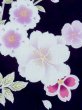 Photo5: M0914H Used Japanese women   Black YUKATA summer(made in Other than Japan) / Cotton. SAKURA cherry blossom   (Grade A) (5)