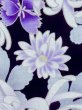 Photo6: M0914I Used Japanese women   Black YUKATA summer(made in Other than Japan) / Cotton. Chrysanthemum, Fringed pink ｐattern  (Grade A) (6)