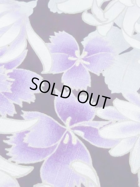 Photo10: M0914I Used Japanese women   Black YUKATA summer(made in Other than Japan) / Cotton. Chrysanthemum, Fringed pink ｐattern  (Grade A) (10)