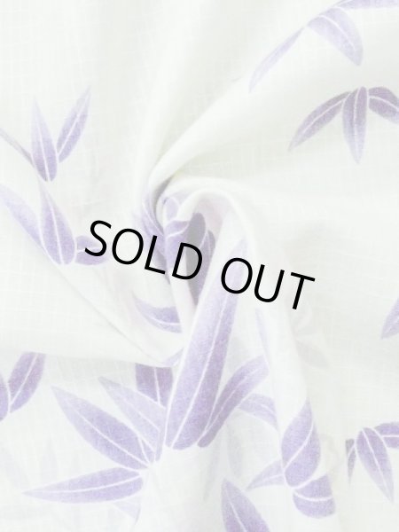 Photo12: M0914L Used Japanese women   White YUKATA summer(made in Other than Japan) / Cotton. Flower,   (Grade C) (12)
