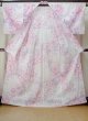 Photo2: M0914M Used Japanese women Pale Light Pink YUKATA summer(made in Other than Japan) / Cotton. Flower, Ribbon pattern  (Grade C) (2)