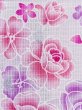 Photo5: M0914M Used Japanese women Pale Light Pink YUKATA summer(made in Other than Japan) / Cotton. Flower, Ribbon pattern  (Grade C) (5)