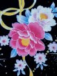 Photo5: M0914N Used Japanese women   Black YUKATA summer(made in Other than Japan) / Cotton. Flower, Ribbon pattern  (Grade A) (5)