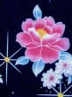 Photo6: M0914N Used Japanese women   Black YUKATA summer(made in Other than Japan) / Cotton. Flower, Ribbon pattern  (Grade A) (6)