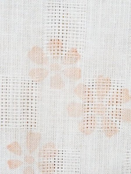 Photo6: M0914O Used Japanese women Pale Light Coral YUKATA summer(made in Other than Japan) / Cotton/hemp Flower,   (Grade A) (6)