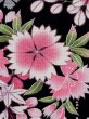 Photo5: M0914P Used Japanese women   Black YUKATA summer(made in Other than Japan) / Cotton. Chrysanthemum, Fringed pink ｐattern  (Grade A) (5)