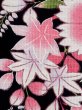 Photo6: M0914P Used Japanese women   Black YUKATA summer(made in Other than Japan) / Cotton. Chrysanthemum, Fringed pink ｐattern  (Grade A) (6)