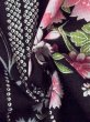 Photo13: M0914P Used Japanese women   Black YUKATA summer(made in Other than Japan) / Cotton. Chrysanthemum, Fringed pink ｐattern  (Grade A) (13)